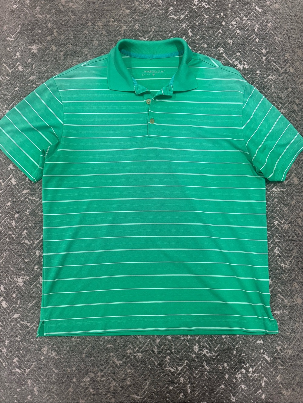 Nike Golf Men’s Dri-FIT Green Striped Polo Shirt (L)